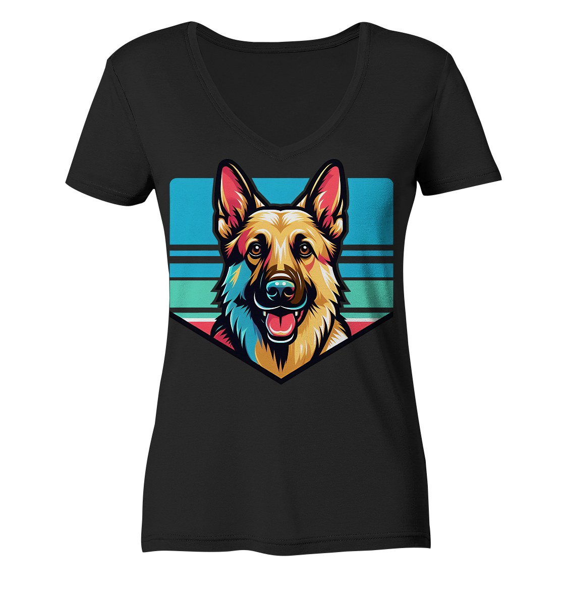 Schäferhund Pop Art - personalisierbar - Ladies V-Neck Shirt