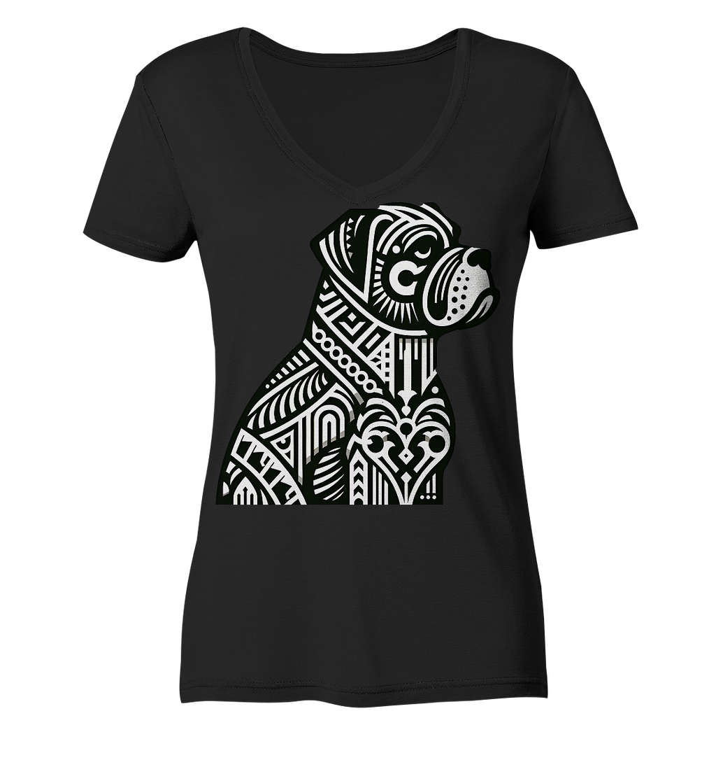 Hund Mastif Art Deco  - personalisierbar - Ladies V-Neck Shirt