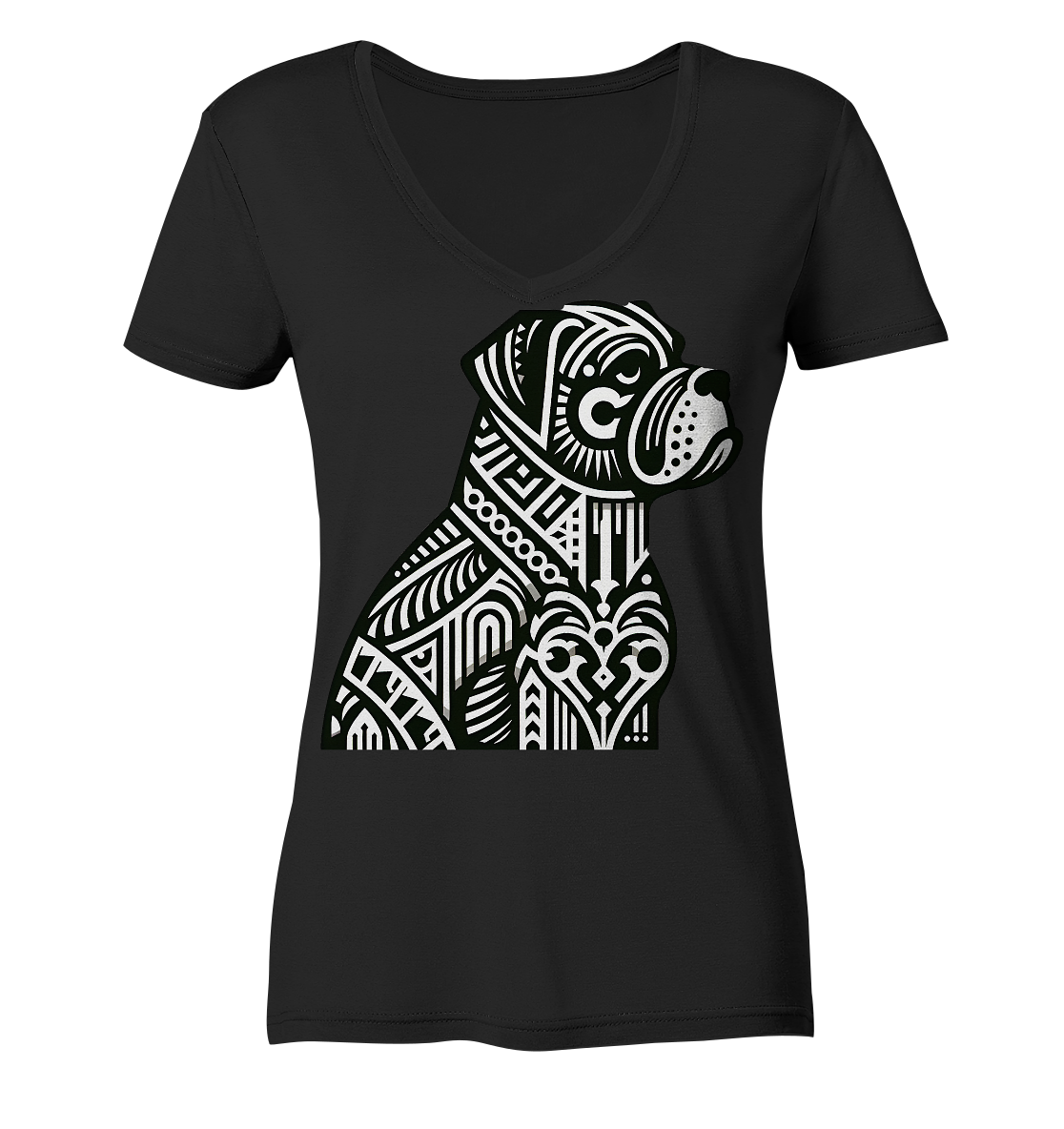 Hund Mastif Art Deco  - personalisierbar - Ladies V-Neck Shirt