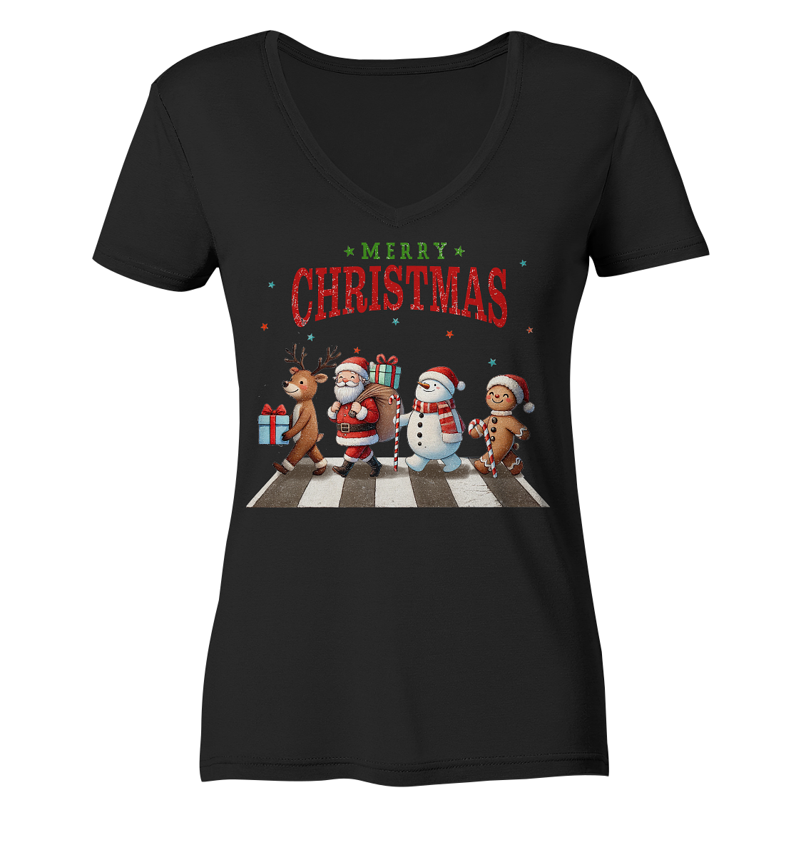 Merry Christmas Zebrastreifen - Ladies V-Neck Shirt