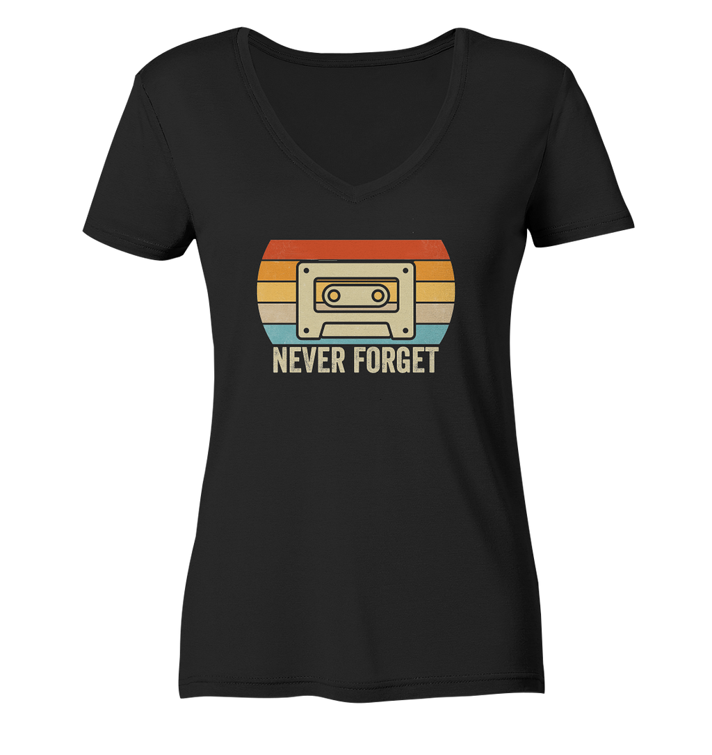 Never Forget Kassette 80's - Ladies V-Neck Shirt