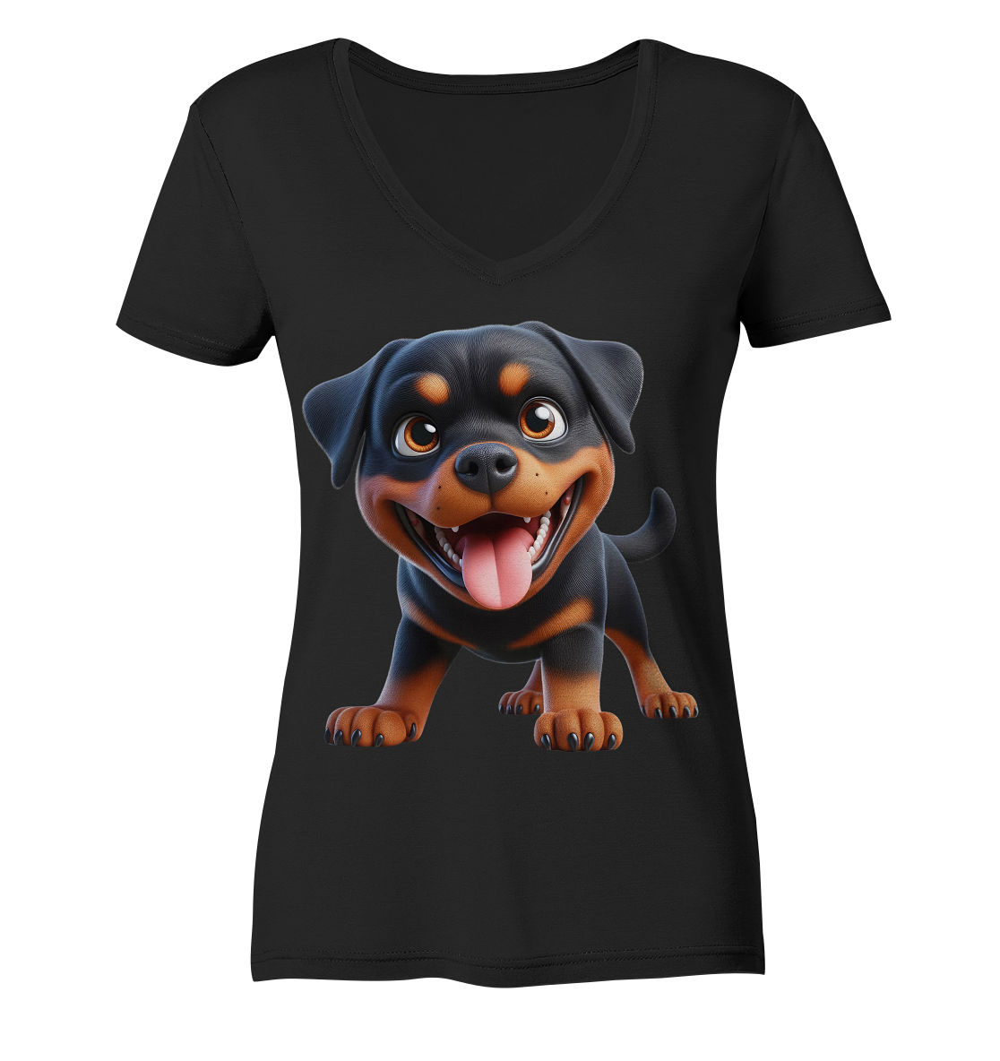 Rottweiler Cartoon Hund - personalisierbar - Ladies V-Neck Shirt