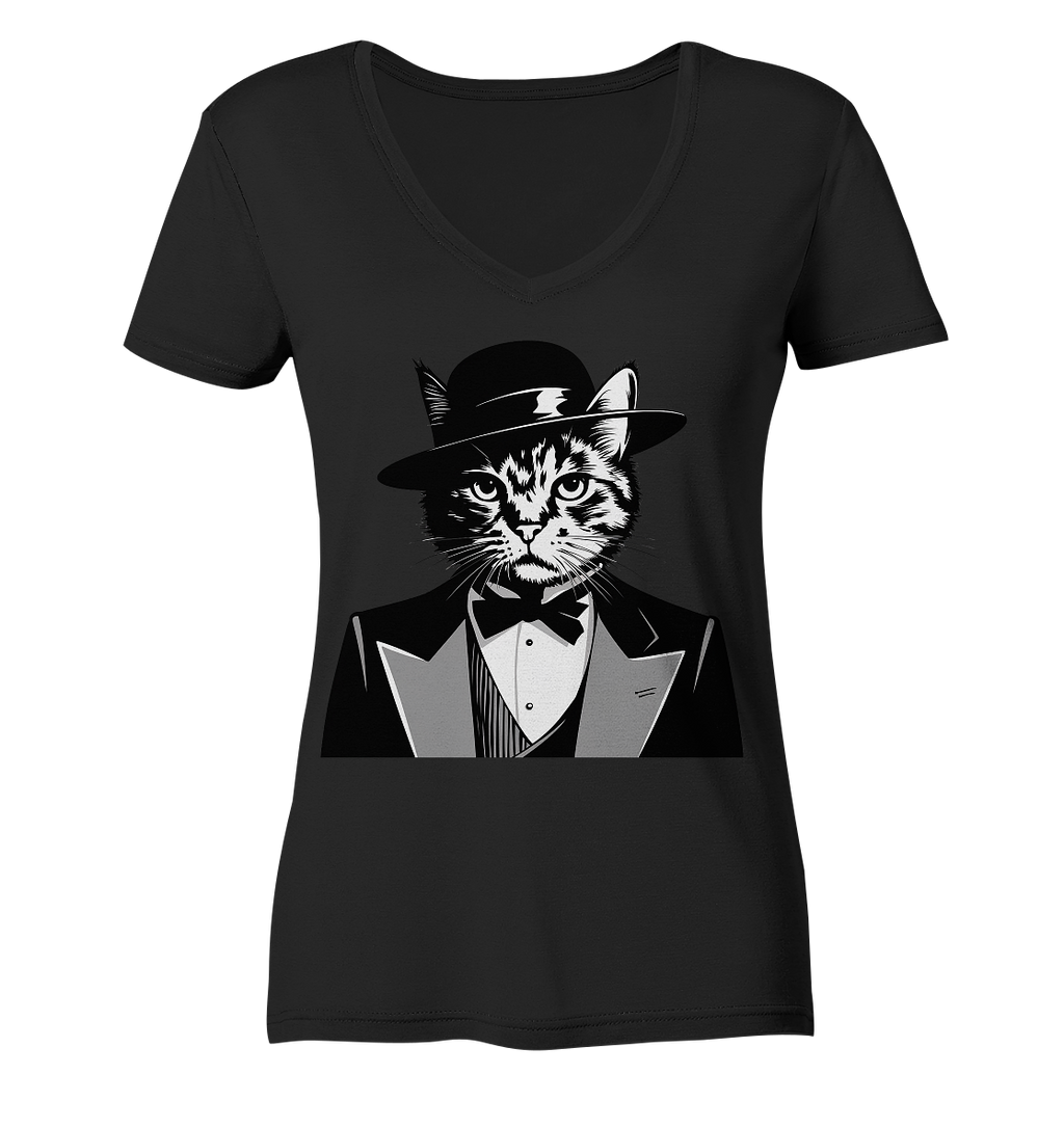 Godfather Katze Mafia - personalisierbar  - Ladies V-Neck Shirt
