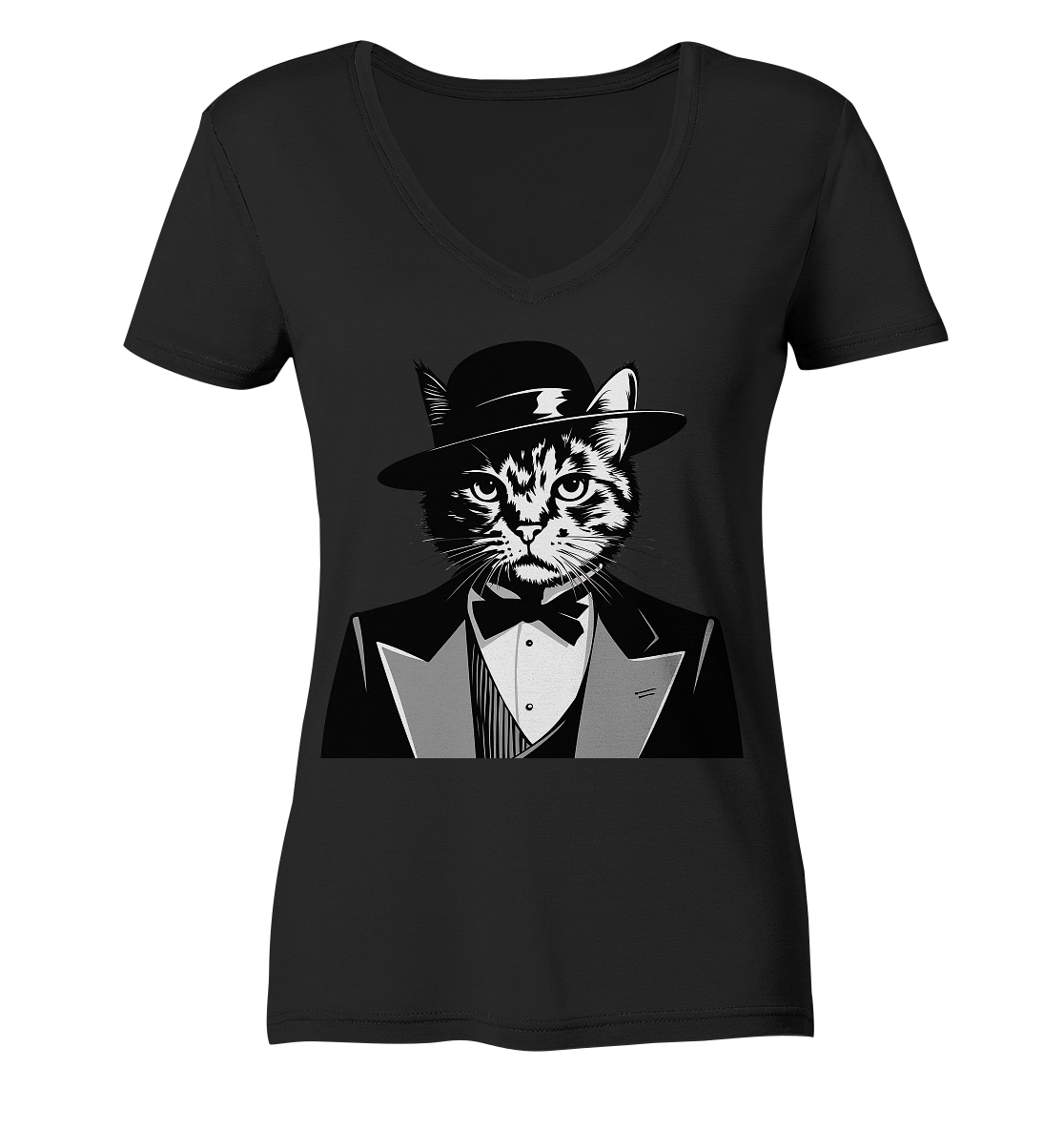 Godfather Katze Mafia - personalisierbar  - Ladies V-Neck Shirt