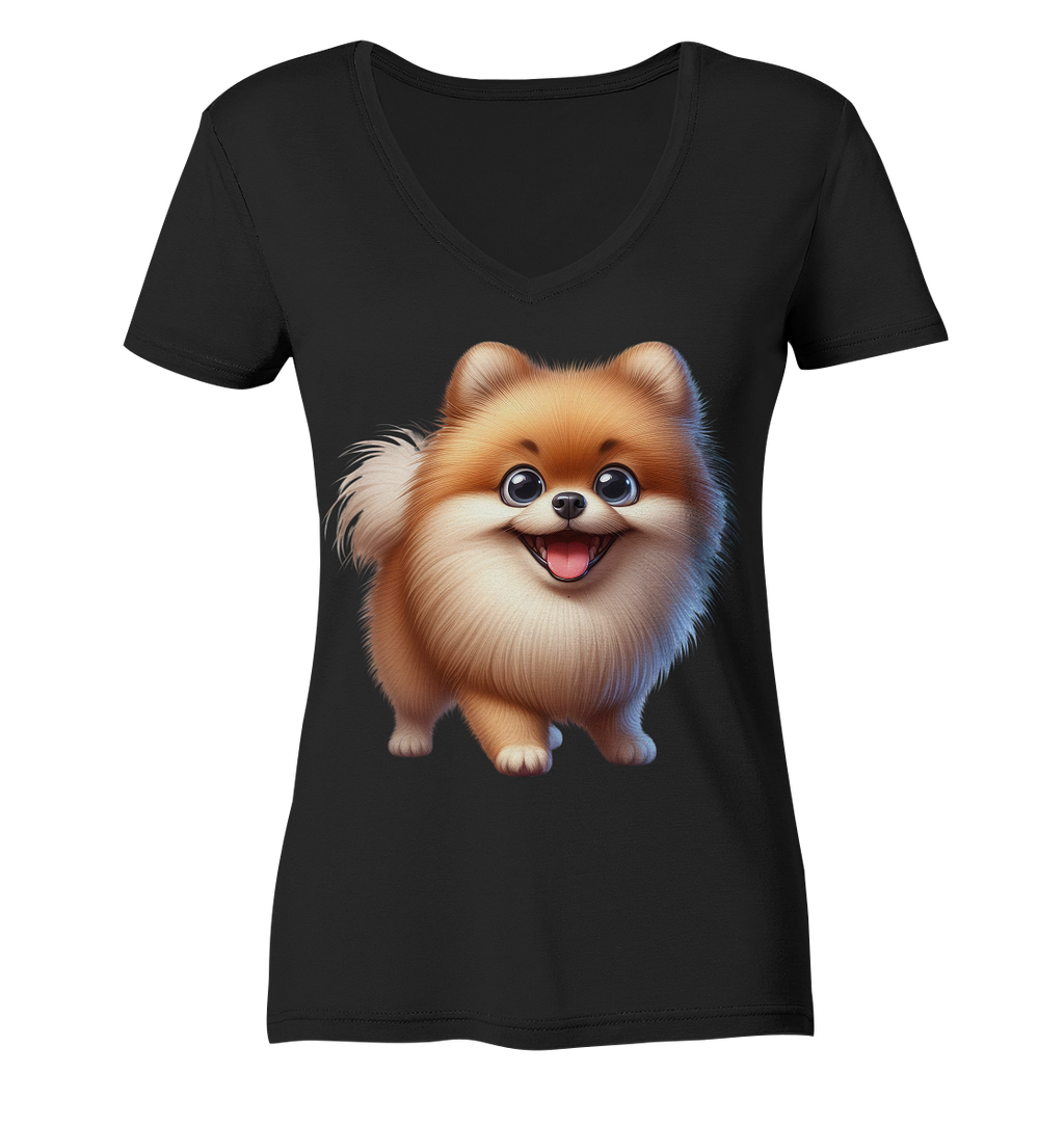 Pomeranien Cartoon - personalisierbar - Ladies V-Neck Shirt