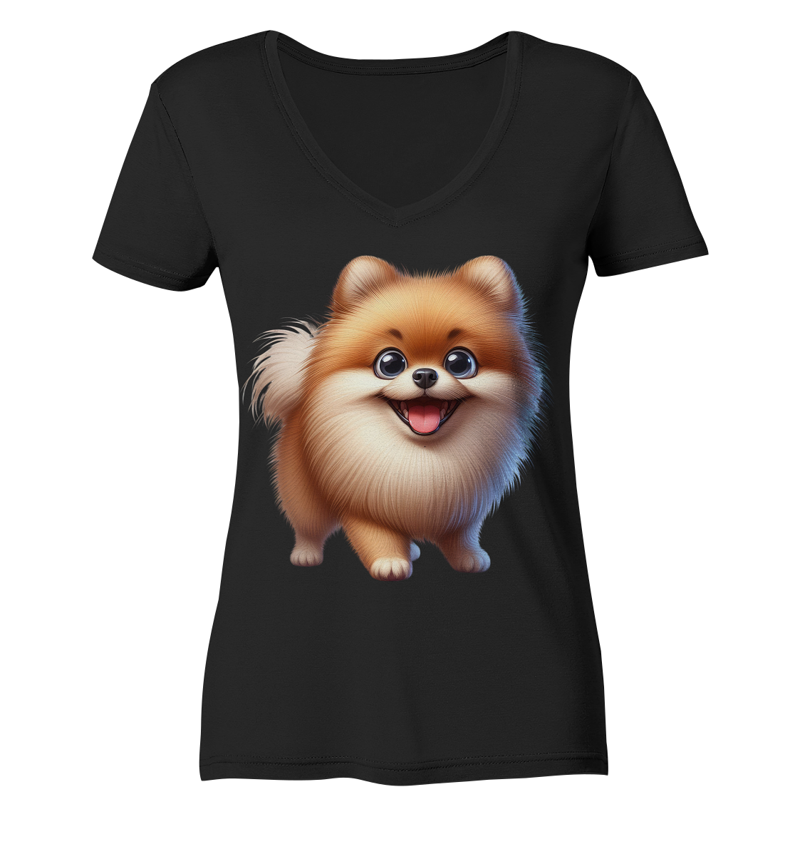 Pomeranien Cartoon - personalisierbar - Ladies V-Neck Shirt