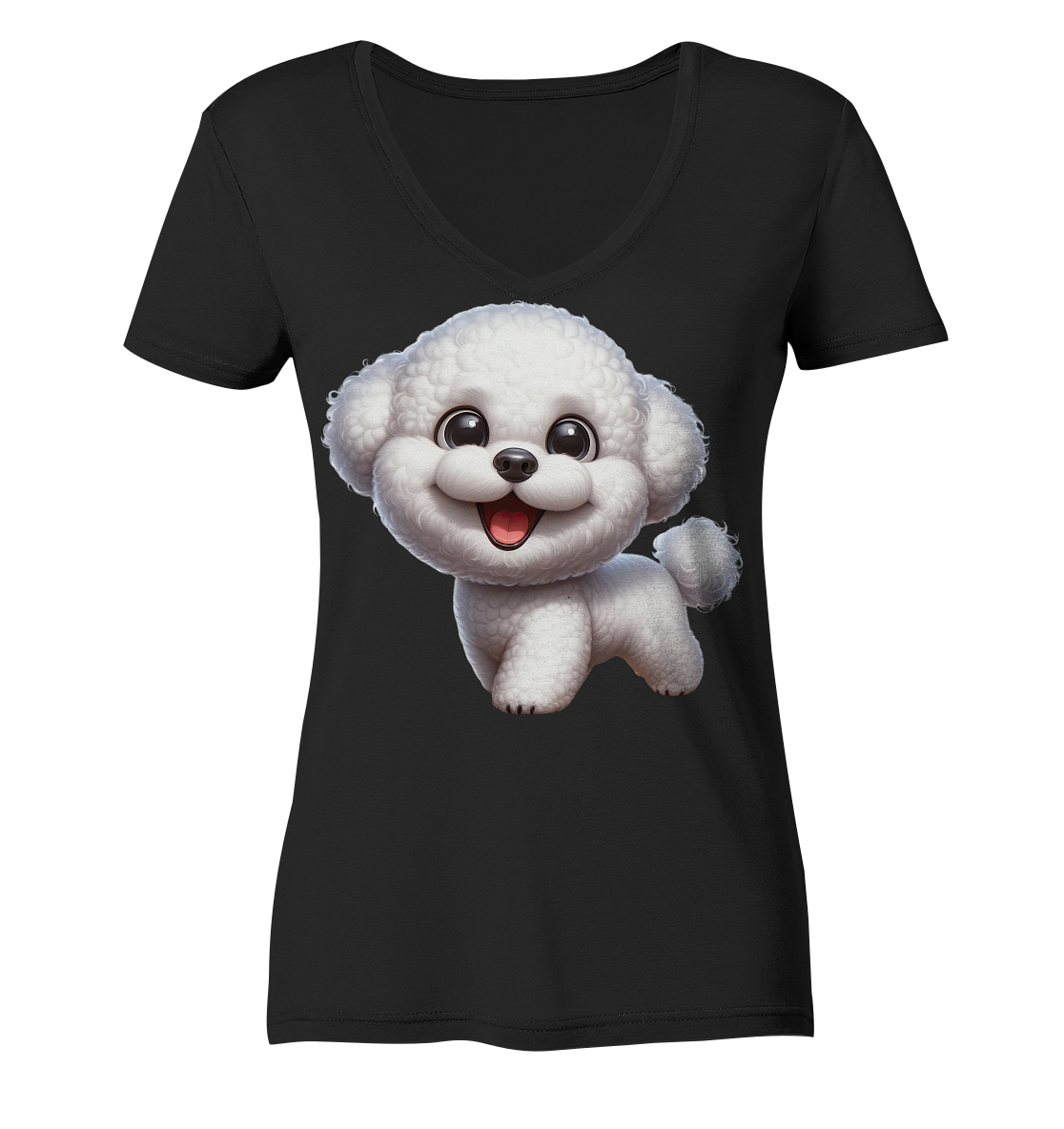 Bichon Frisé Cartoon personalisierbar - Ladies V-Neck Shirt