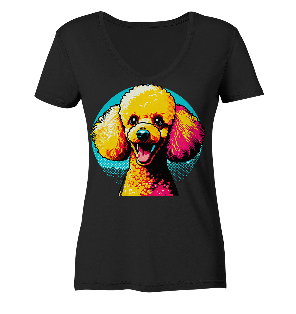 Pudel Pop Art - personalisierbar - Ladies V-Neck Shirt