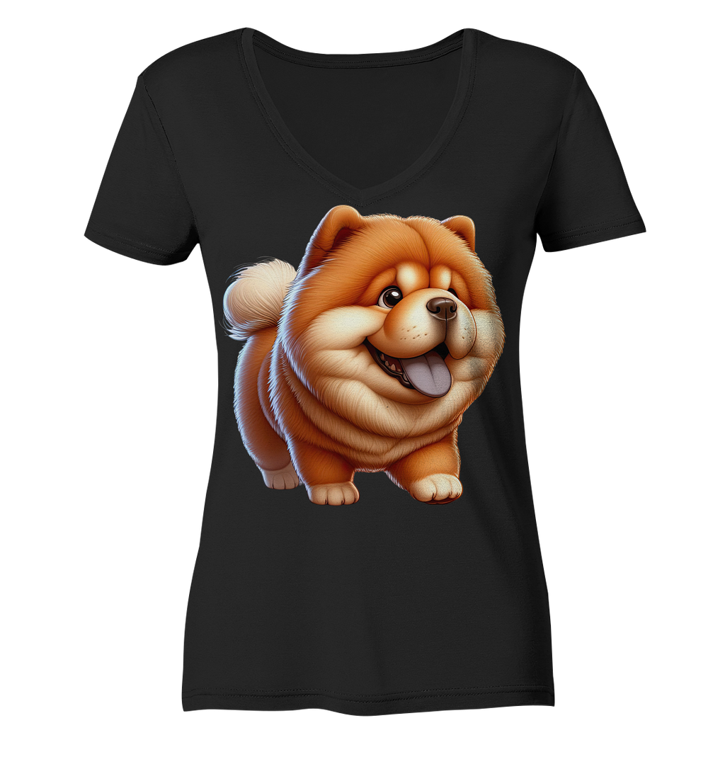 Chow Chow Cartoon Hund - personalisierbar - Ladies V-Neck Shirt