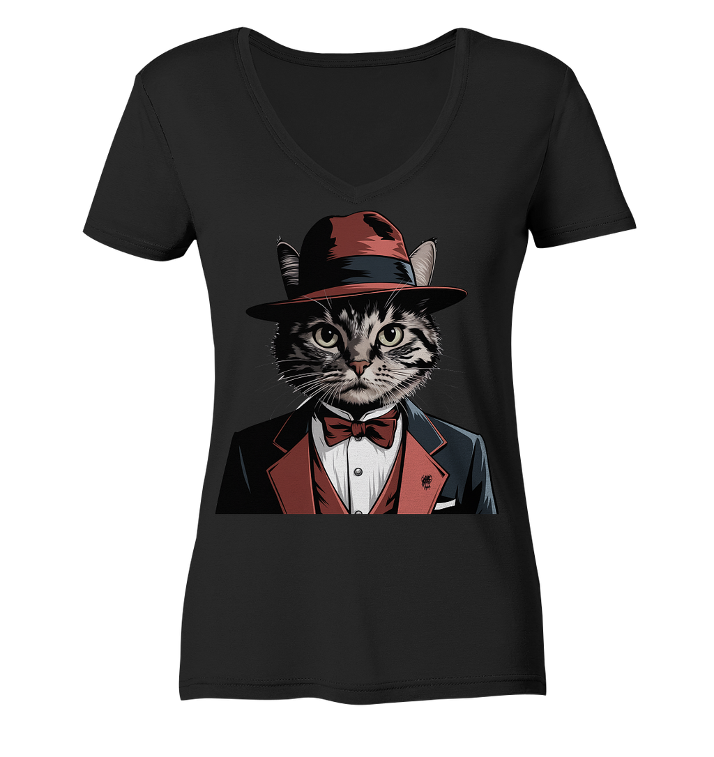 Godfather Catmother Katze Mafia - personalisierbar  - Ladies V-Neck Shirt