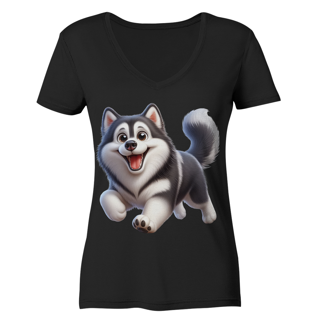 Husky Comic - personalisierbar - Ladies V-Neck Shirt