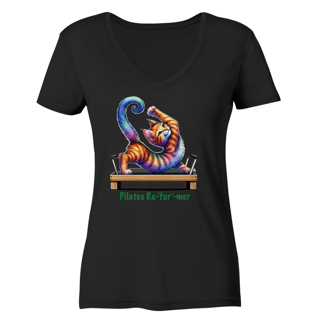Pilates Reformer Re-fur-mer Katze lustig - Ladies V-Neck Shirt