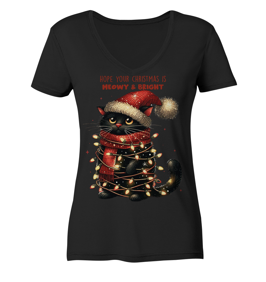 Weihnachts Katze Christmas is Moewy - Ladies V-Neck Shirt
