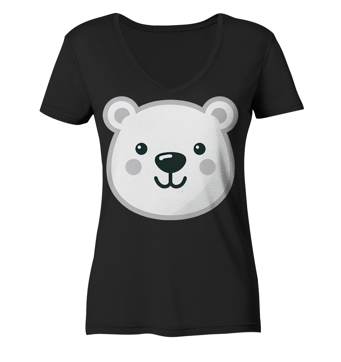 Fröhliche Eisbär Gesicht  - personalisierbar - Ladies V-Neck Shirt