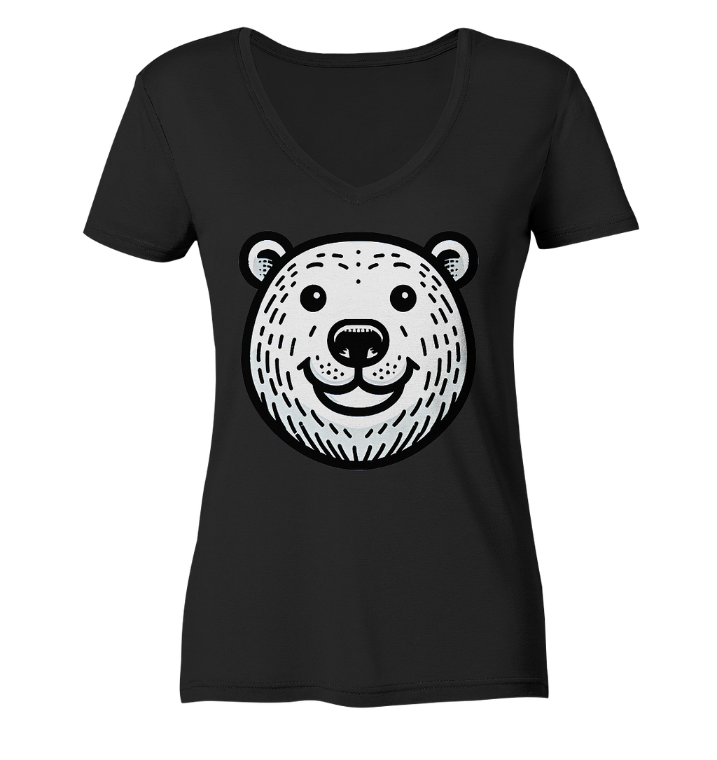 Lustiges Eisbär Gesicht   - personalisierbar  - Ladies V-Neck Shirt