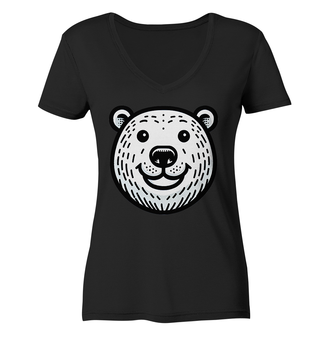 Lustiges Eisbär Gesicht   - personalisierbar  - Ladies V-Neck Shirt