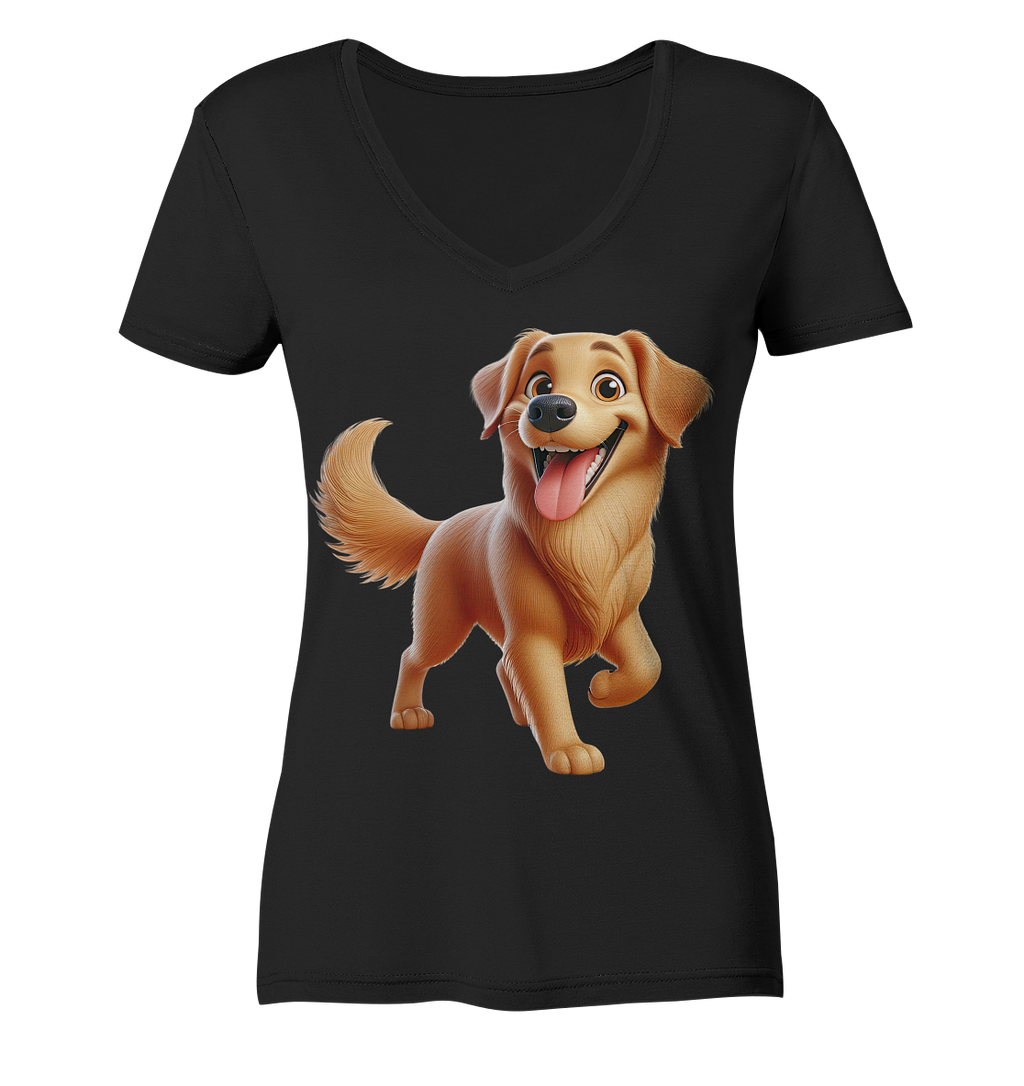 Golden Retriever Comic - personalisierbar - Ladies V-Neck Shirt
