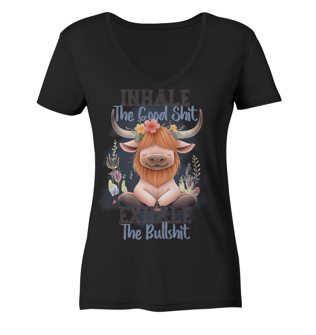 Yoga Highland Kuh - Ladies V-Neck Shirt
