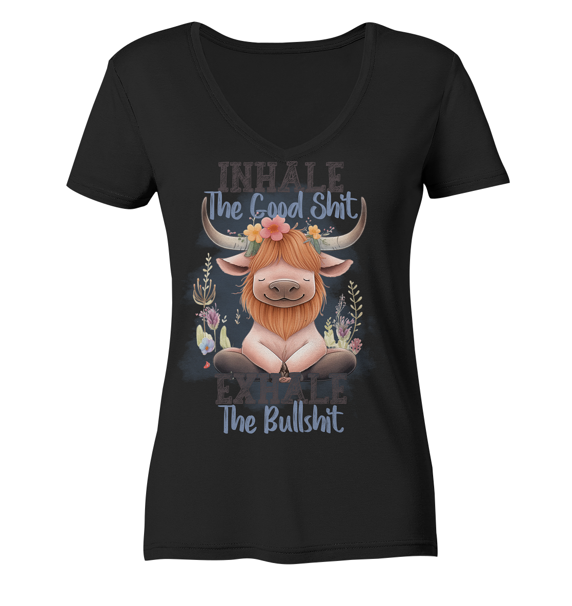 Yoga Highland Kuh - Ladies V-Neck Shirt