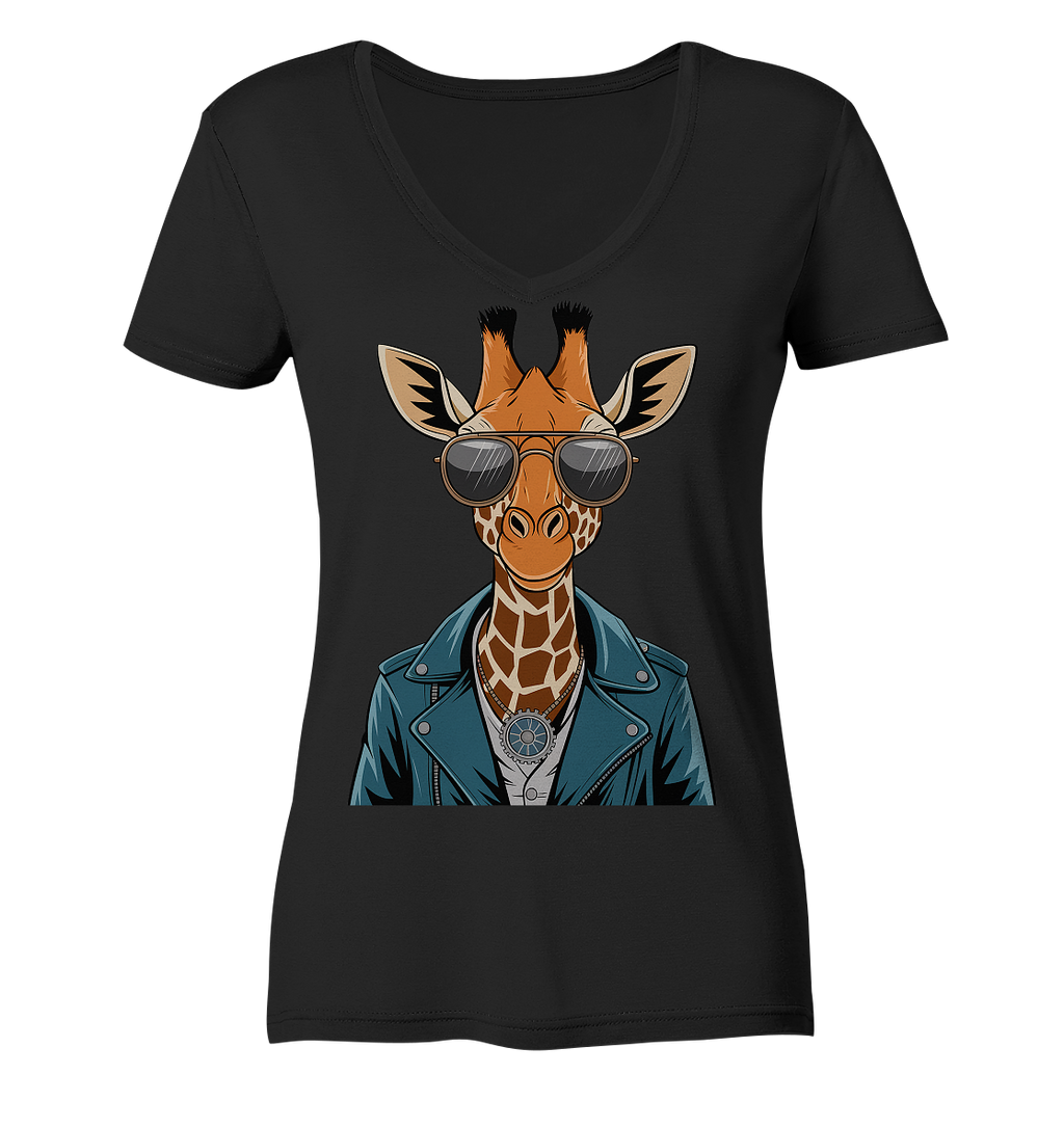 Giraffe Steampunk - Ladies V-Neck Shirt