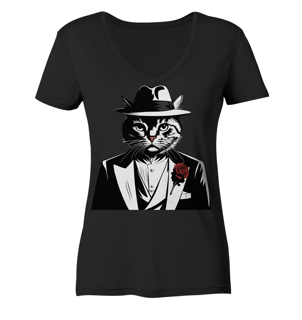 Catfather Katze Mafia - personalisierbar - Ladies V-Neck Shirt