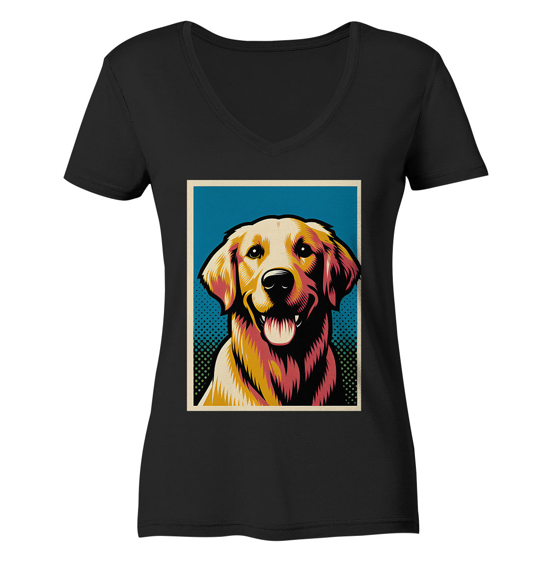 Golden Retriever Pop Art - personalisierbar - Ladies V-Neck Shirt