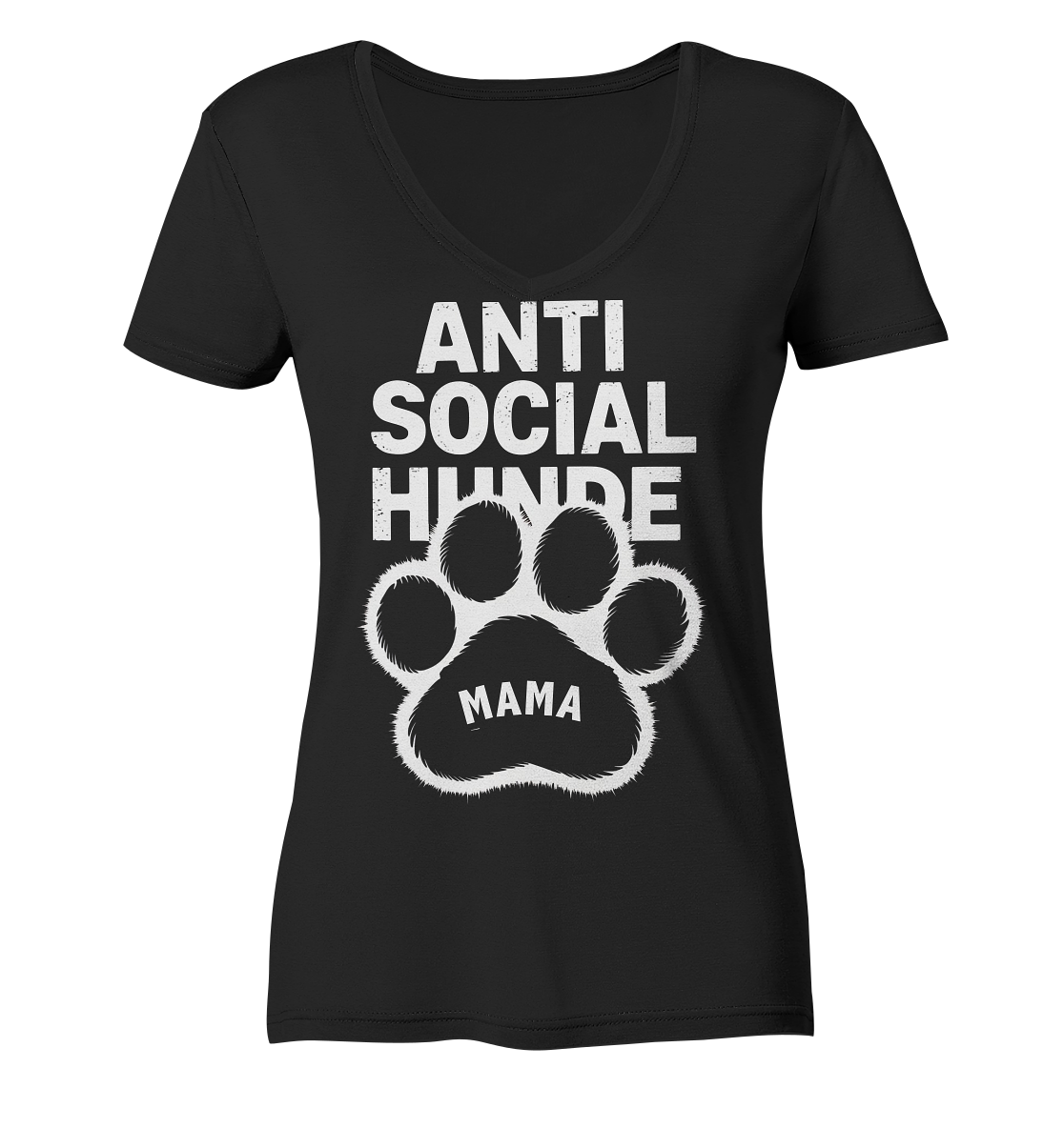 Anti Social Hunde Mama - Ladies V-Neck Shirt