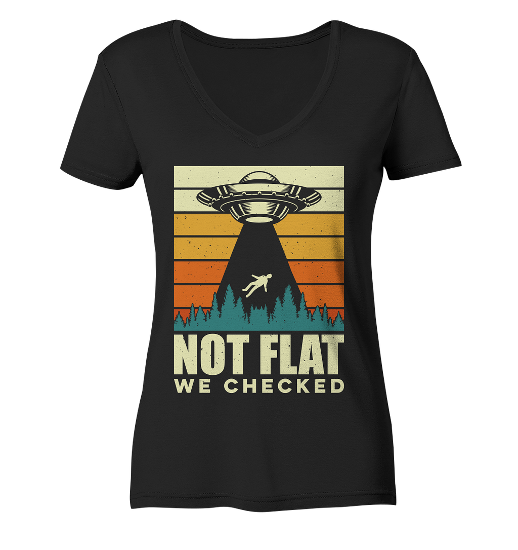 Erde - Not Flat we checked  - Ladies V-Neck Shirt