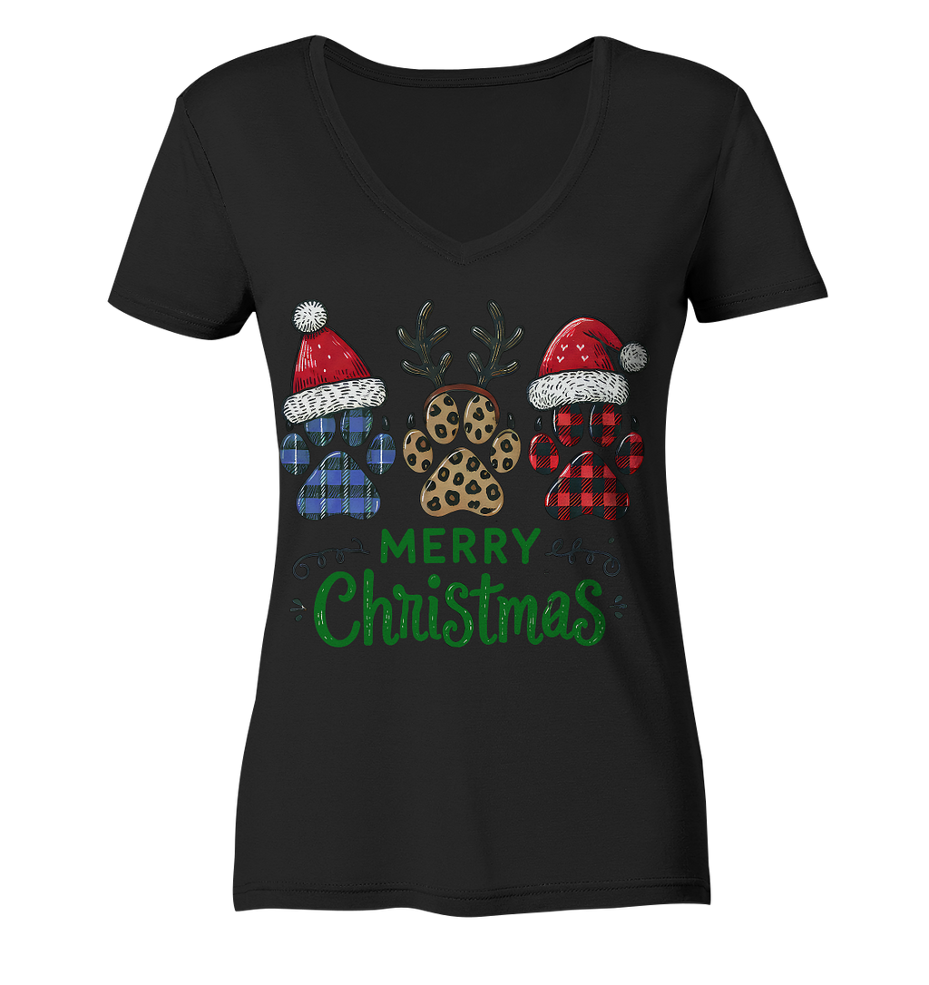 Paw Merry Christmas  - Ladies V-Neck Shirt