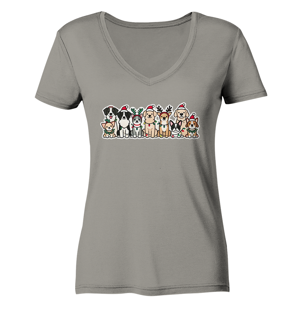 Weihnachten, Christmas Hunde - Ladies V-Neck Shirt