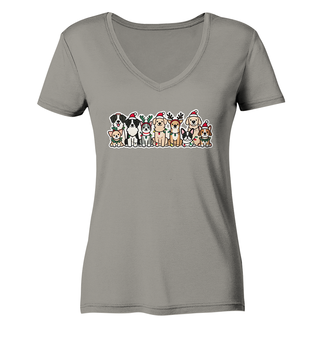 Weihnachten, Christmas Hunde - Ladies V-Neck Shirt