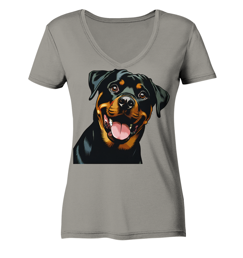 Rottweiler  Comic - personalisierbar - Ladies V-Neck Shirt