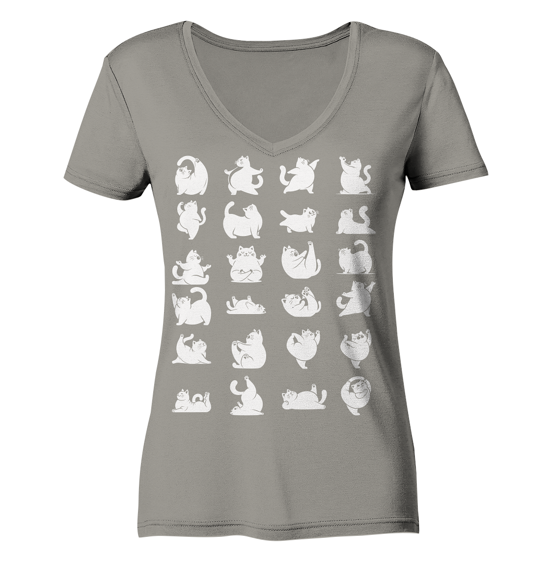 Katzen Yoga / Cat Yoga Fun - personalisierbar - Ladies V-Neck Shirt