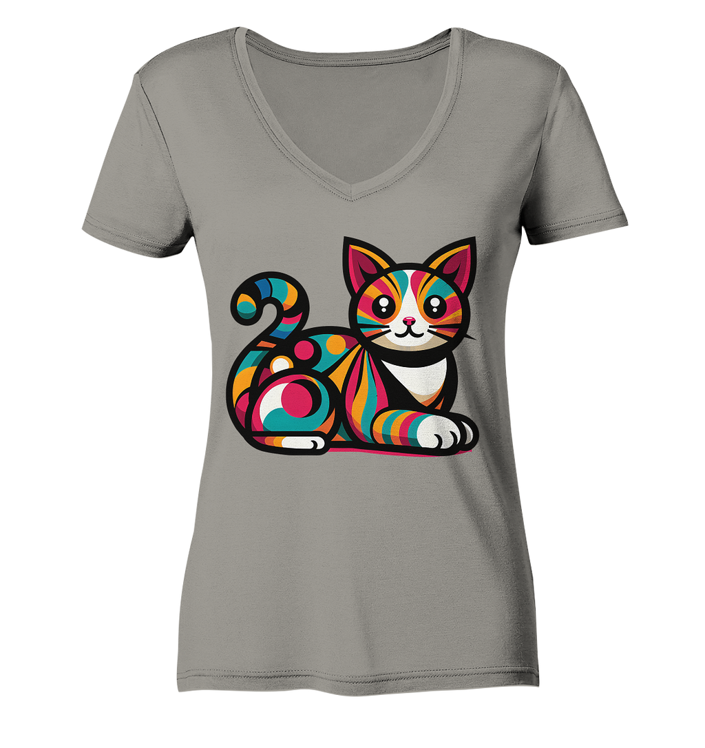 Katze Popart Design - Ladies V-Neck Shirt