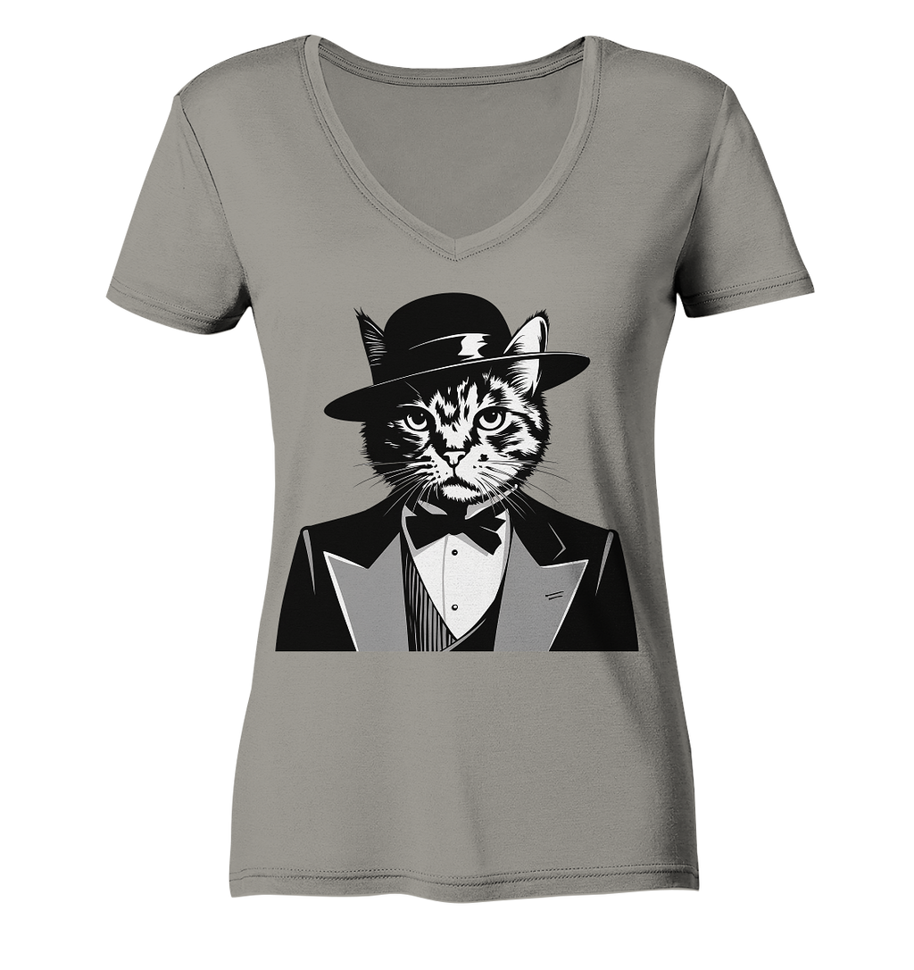 Godfather Katze Mafia - personalisierbar  - Ladies V-Neck Shirt