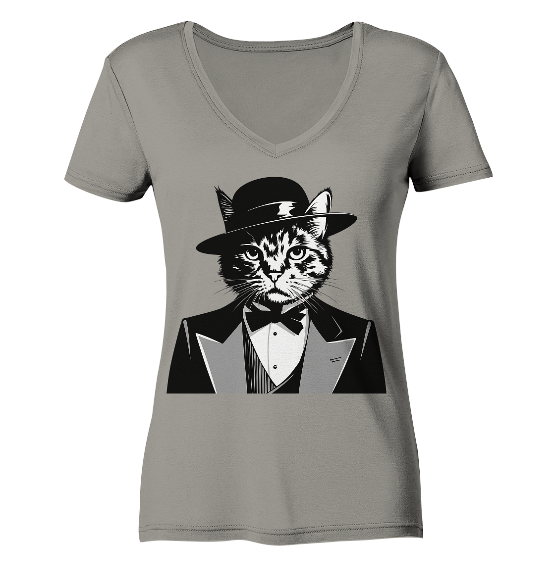 Godfather Katze Mafia - personalisierbar  - Ladies V-Neck Shirt