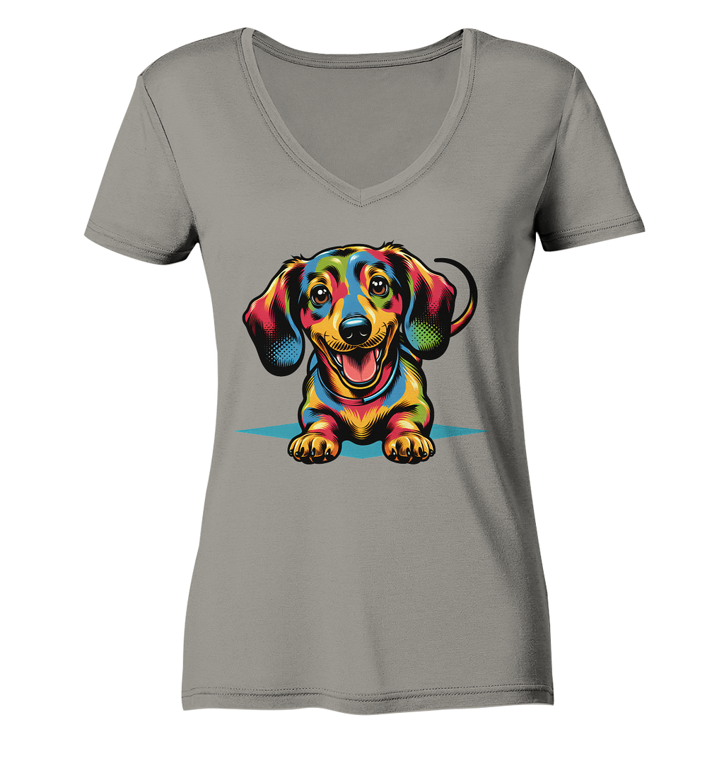 Happy Dackel Pop Art - Ladies V-Neck Shirt