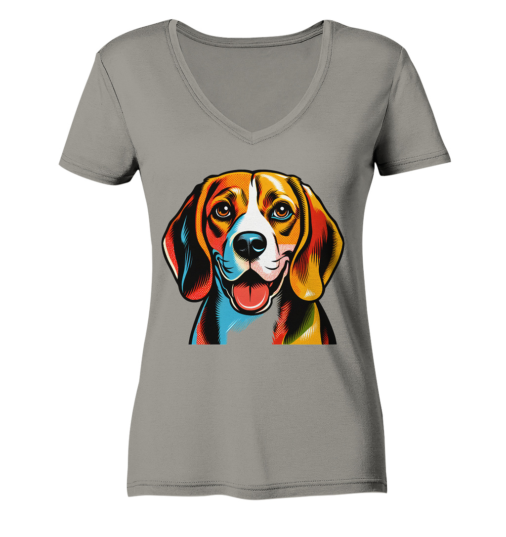 Beagle Pop Art - Personalisierbar - Ladies V-Neck Shirt
