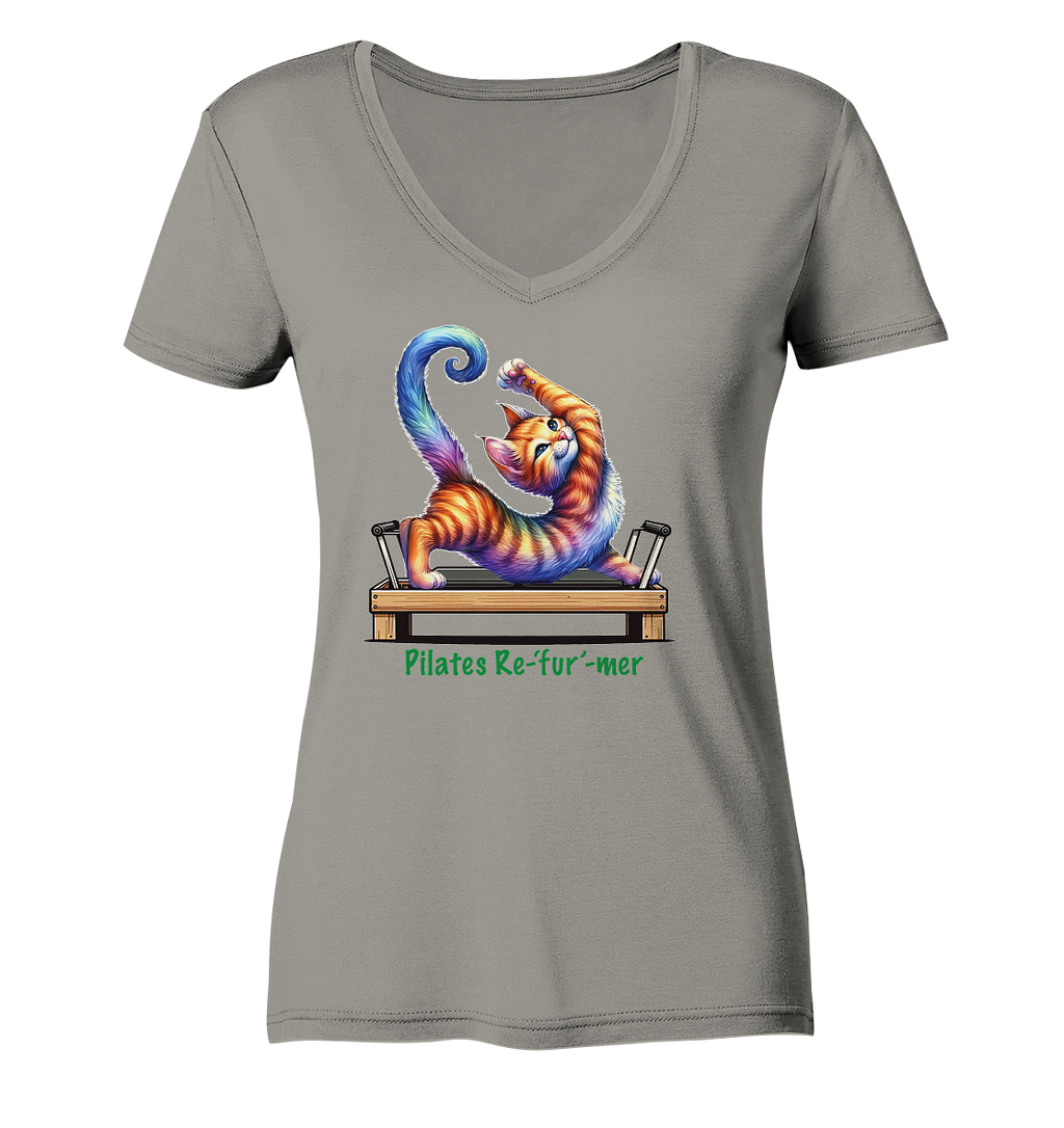 Pilates Reformer Re-fur-mer Katze lustig - Ladies V-Neck Shirt