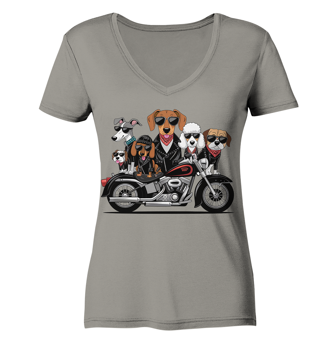 Hunde Biker Gang Fun - Ladies V-Neck Shirt