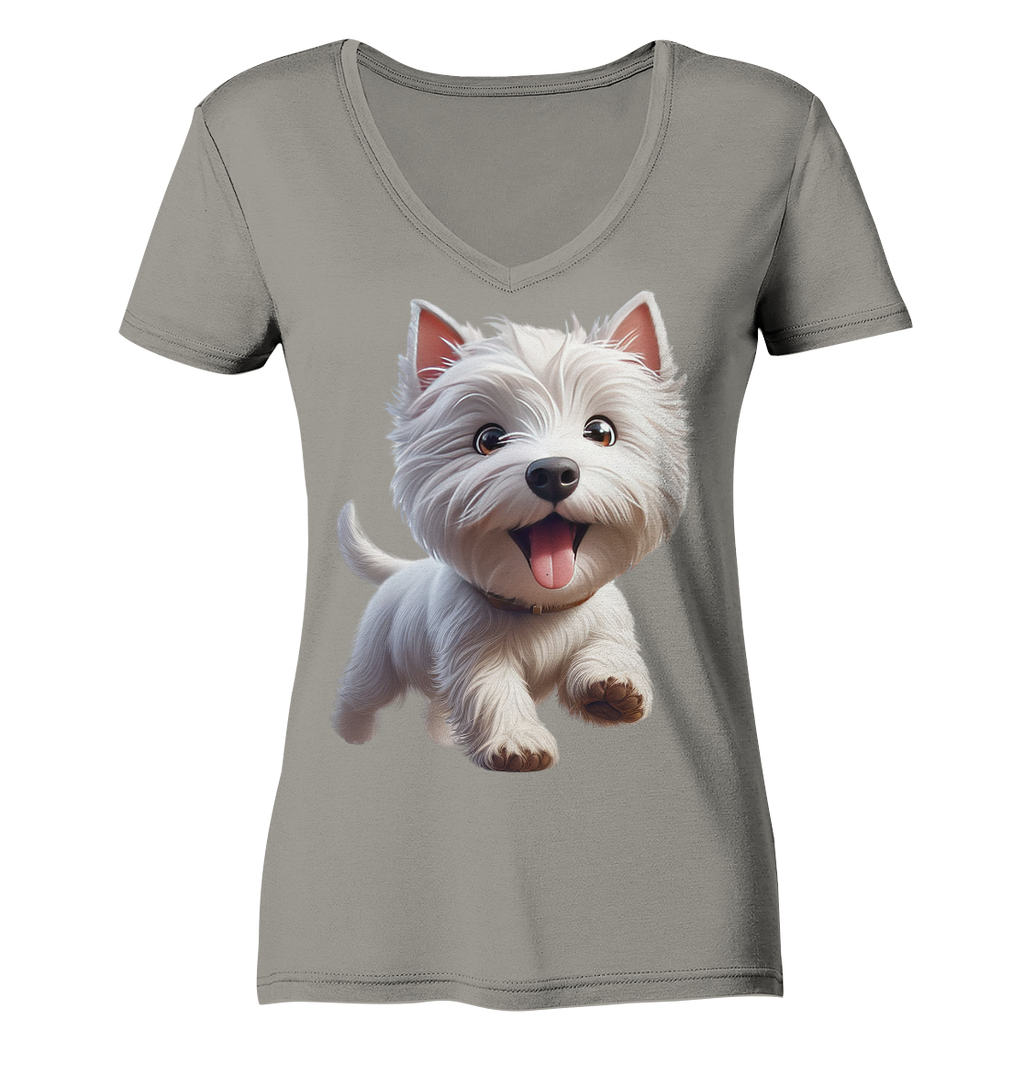 West Highland Terrier Catoon - personalisierbar - Ladies V-Neck Shirt