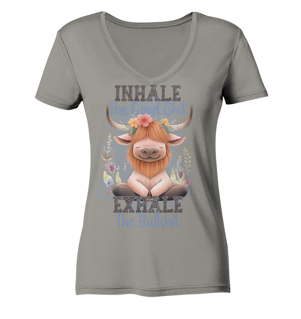 Yoga Highland Kuh - Ladies V-Neck Shirt