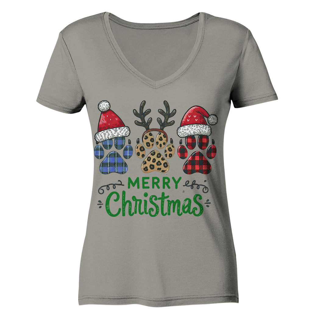Paw Merry Christmas  - Ladies V-Neck Shirt