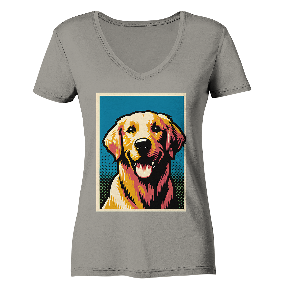 Golden Retriever Pop Art - personalisierbar - Ladies V-Neck Shirt