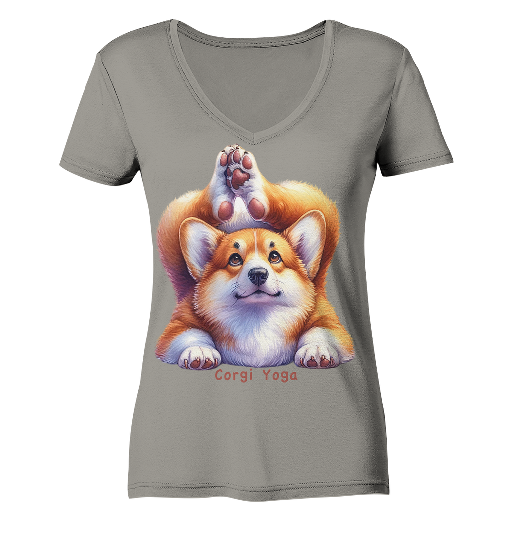 Corgi Yoga - Ladies V-Neck Shirt