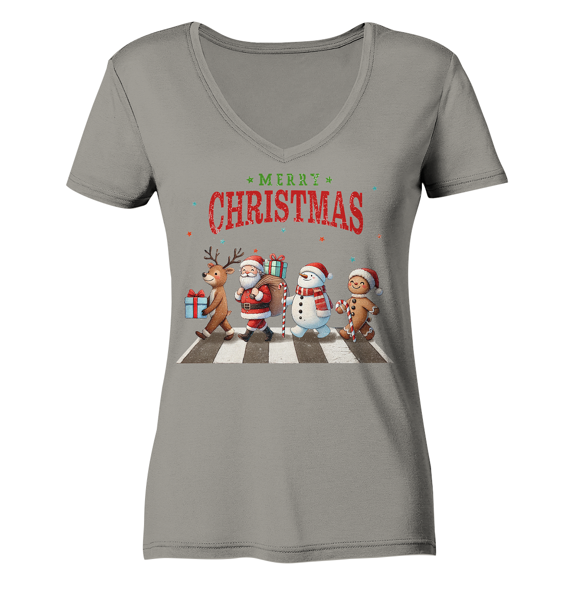 Merry Christmas Zebrastreifen - Ladies V-Neck Shirt
