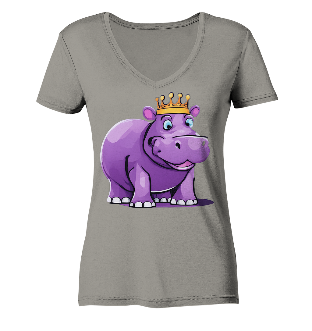 Hippo Queen Cute - personalisierbar - Ladies V-Neck Shirt