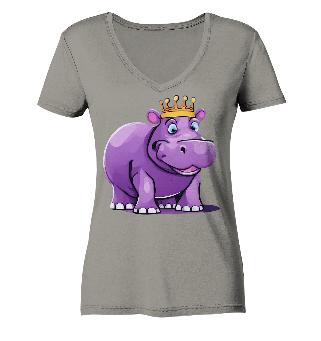 Hippo Queen Cute - personalisierbar - Ladies V-Neck Shirt