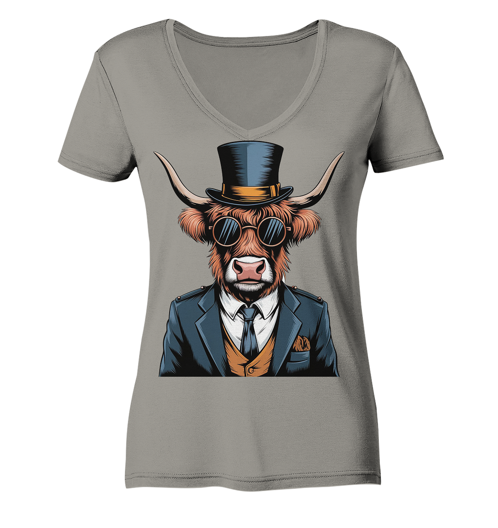 Highland Cow Steampunk - Ladies V-Neck Shirt