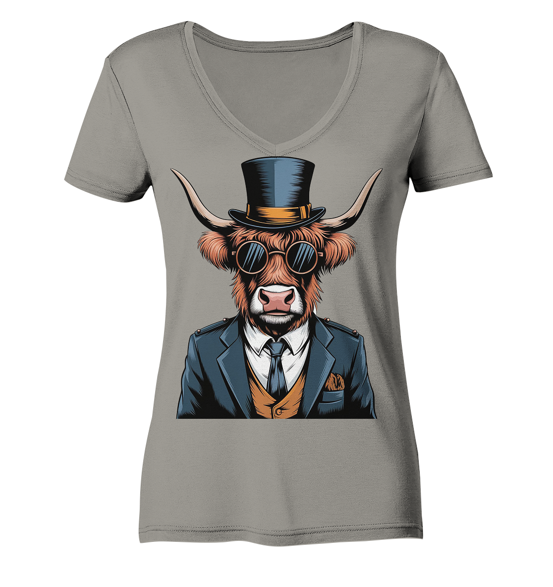 Highland Cow Steampunk - Ladies V-Neck Shirt
